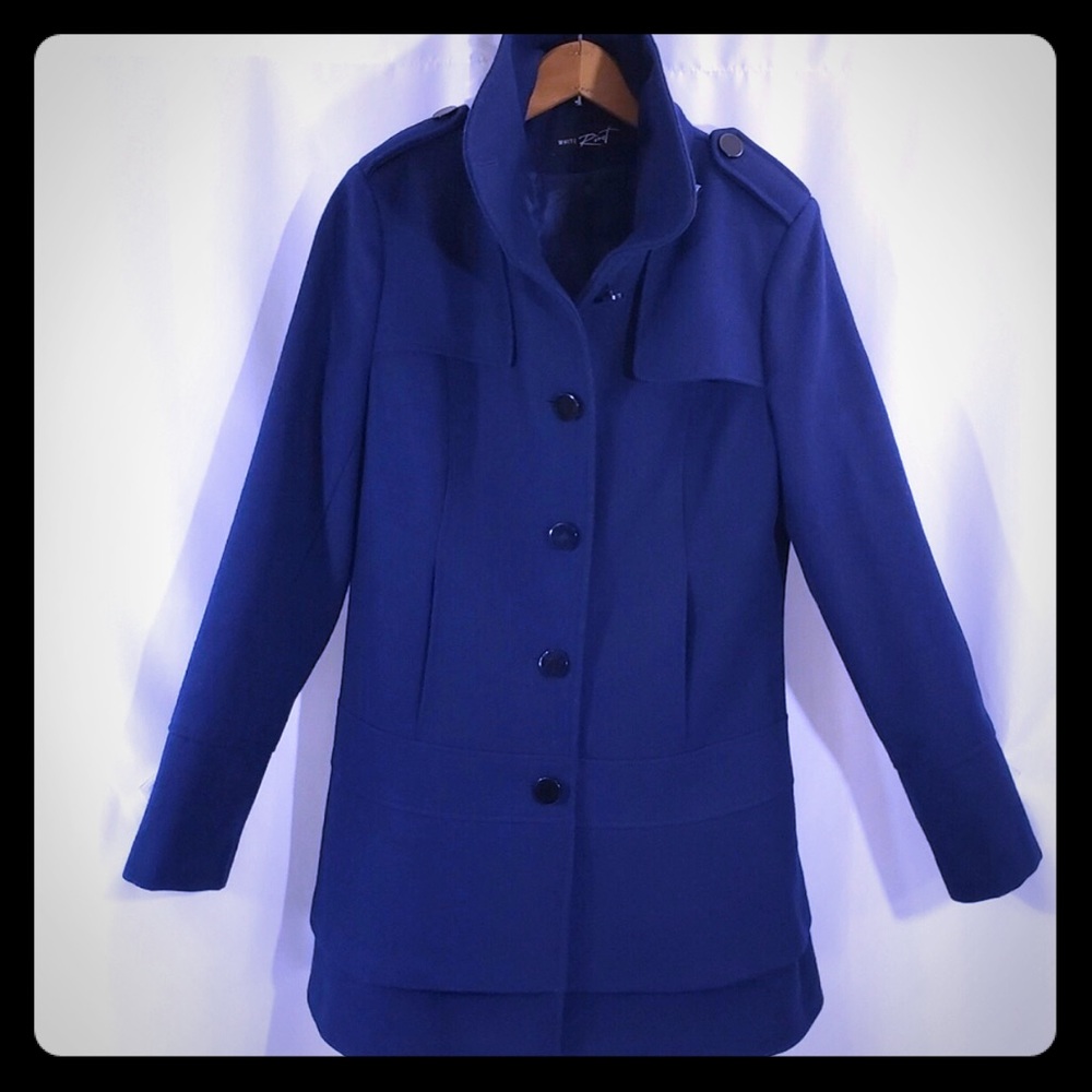 Wool Blend Navy Blue Coat